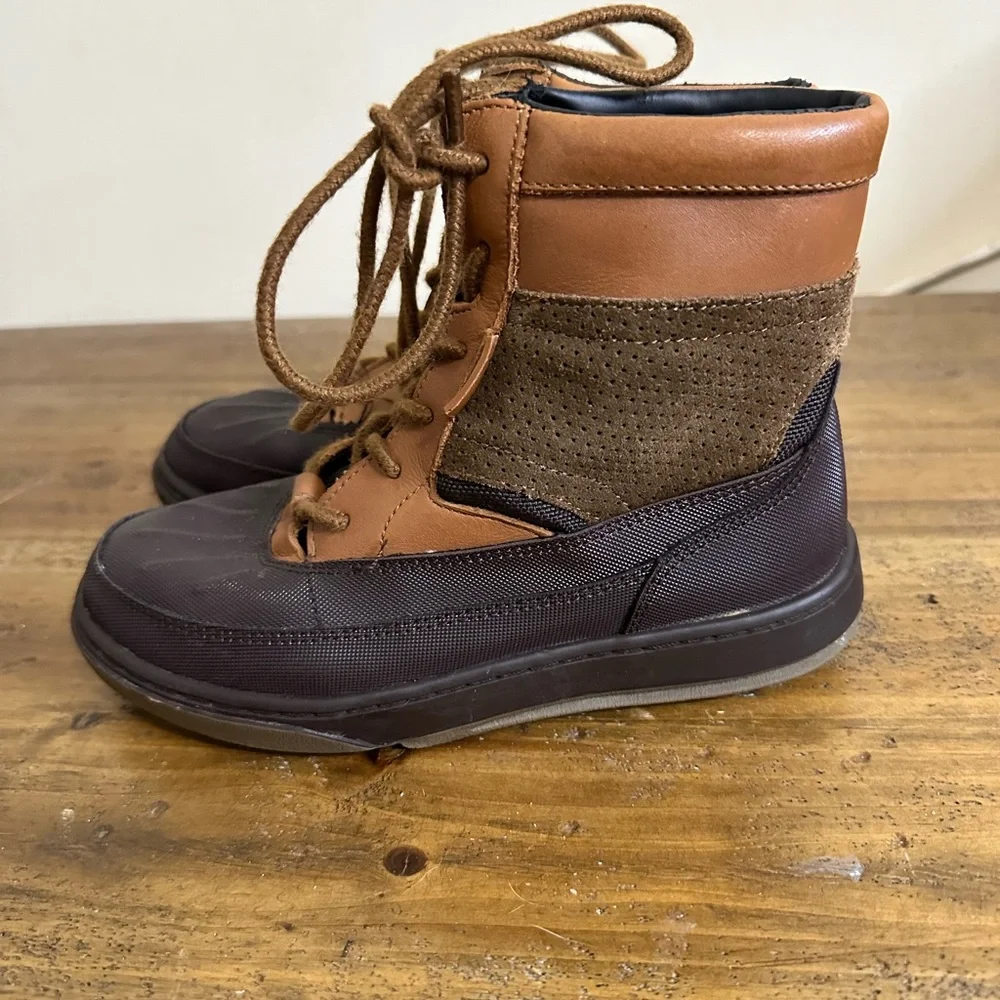 Polo Ralph Lauren Winter Boots Boys 7 Chocolate Tan Leather Boot,size 1
